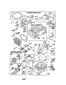 Cylinder/Crankshaft/Crankcase Diagram and Parts List for 124T02-0854-EA  Briggs and Stratton Engine